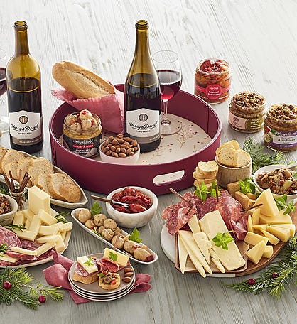 Holiday Appetizer Tray with Wine
